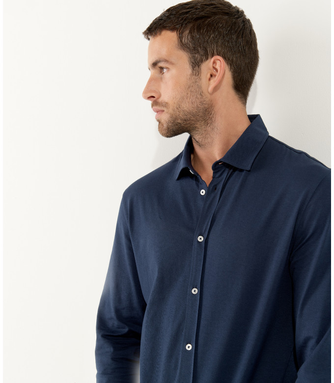 STUART - Thin jersey cotton shirt, blue navy