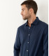 STUART - Thin jersey cotton shirt, blue navy