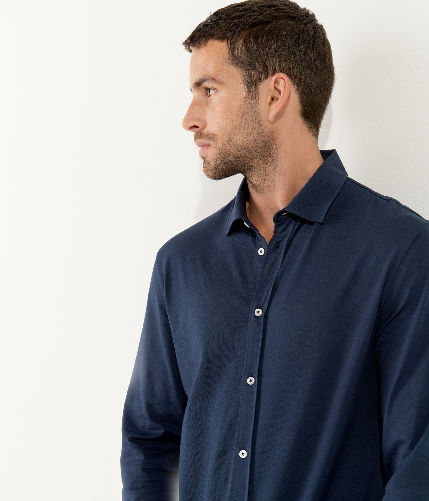 Navy blue color long sleeves shirt for men Quality brand Europann