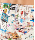 SUMMER - Short de bain imprimé peinture de St Tropez écru
