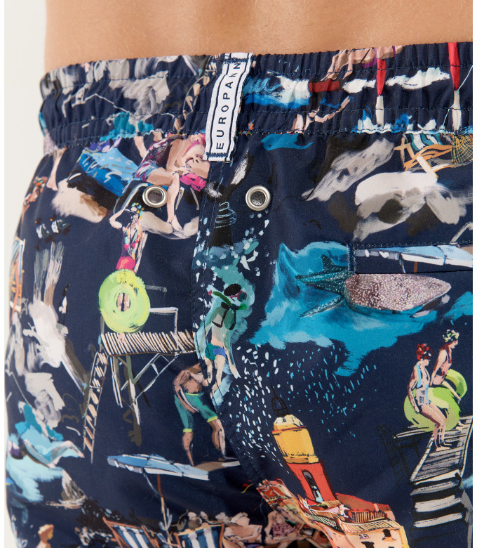 SUMMER - St Tropez painting printed navy blue swimshort