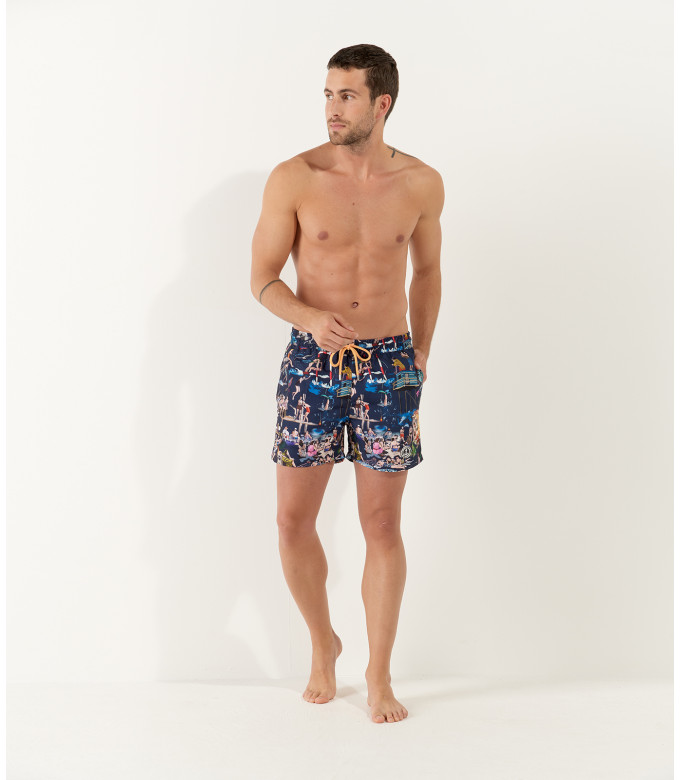 SUMMER - St Tropez painting printed navy blue swimshort