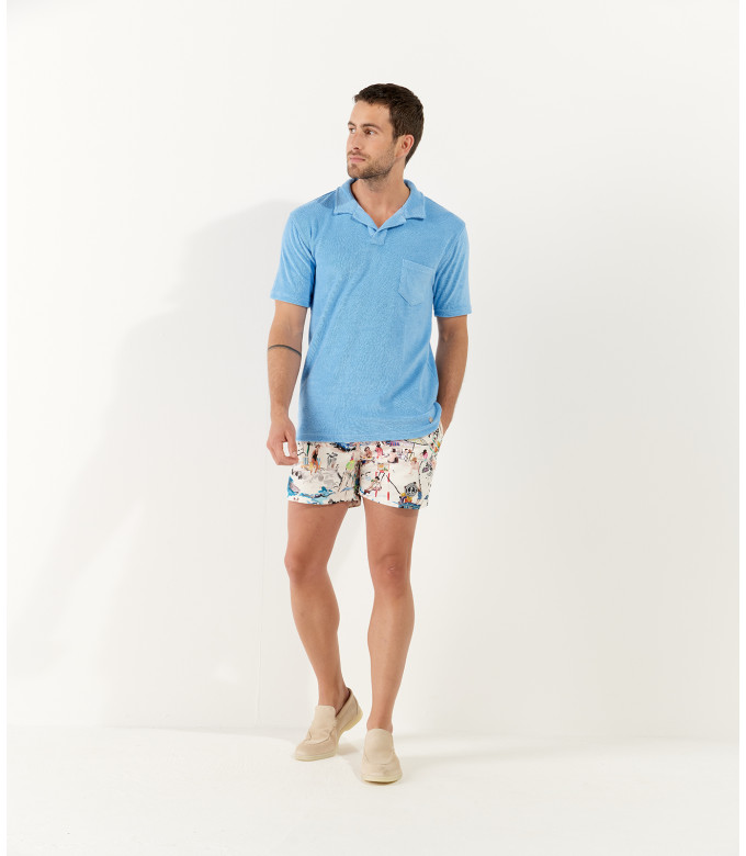 TOWELLING POLO MITCH OCEAN BLUE