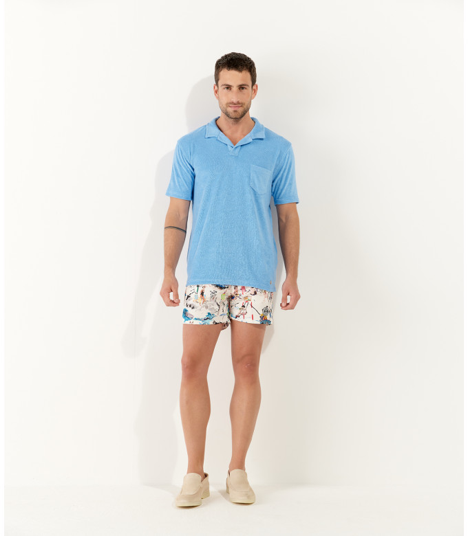 TOWELLING POLO MITCH OCEAN BLUE