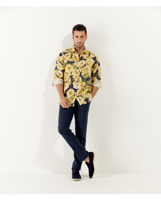 SUNNY - Chemise en lin imprimé fleur estivale