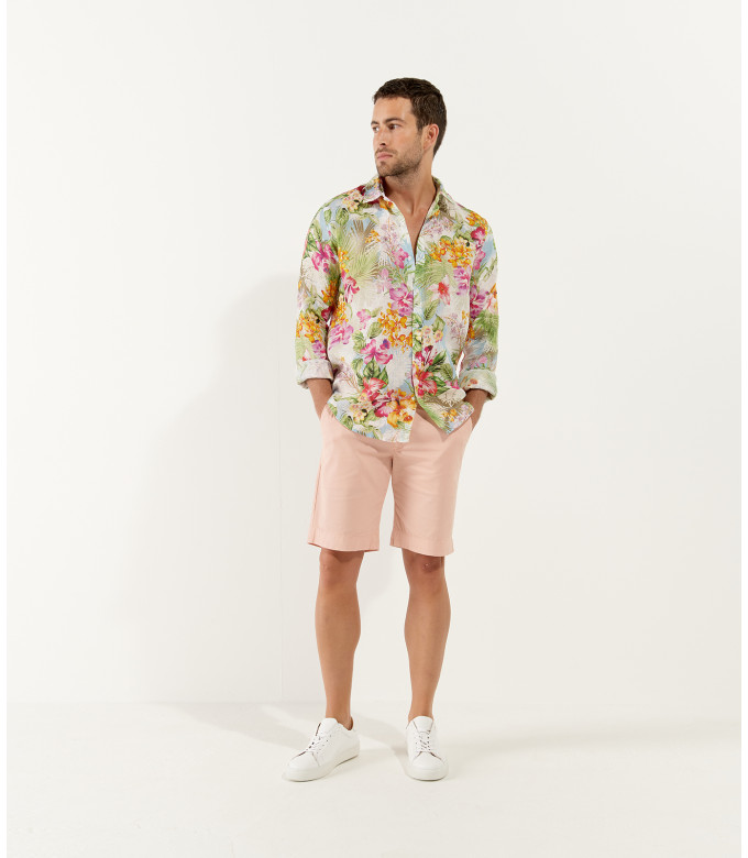 TAYLOR - Chemise en lin imprimée fleurie estivale coloris multi
