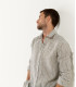 TENNIS -Linen striped shirt khaki
