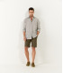 TENNIS -Linen striped shirt khaki