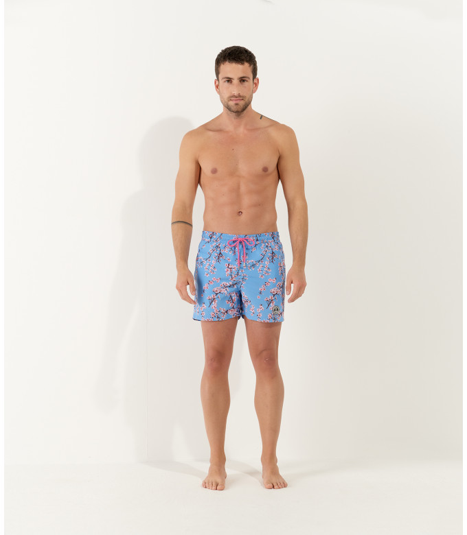 THEO ocean Japanese flower print swim shorts