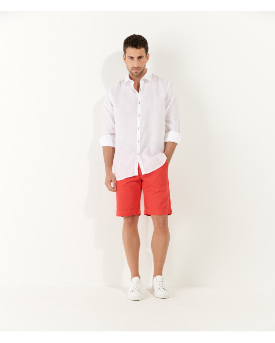 TEXAS - Bermuda chino slim uni, rouge
