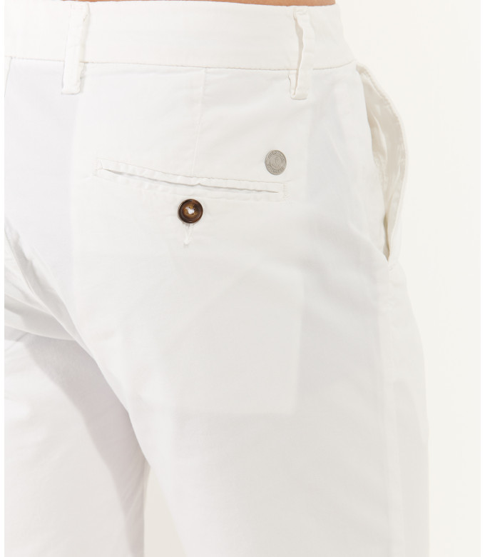 TEXAS - Bermuda chino slim uni, blanc