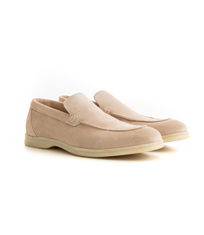 CAPRI - Beige nubuck leather loafers