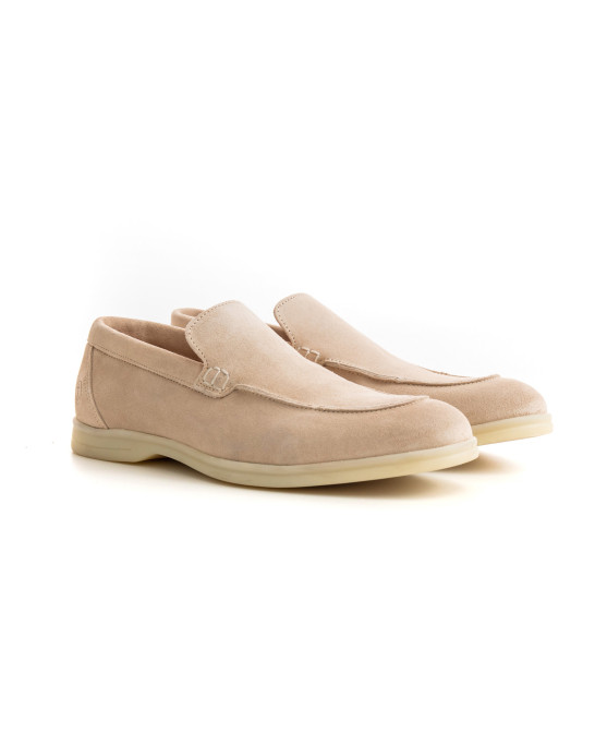 CAPRI - Beige nubuck leather loafers