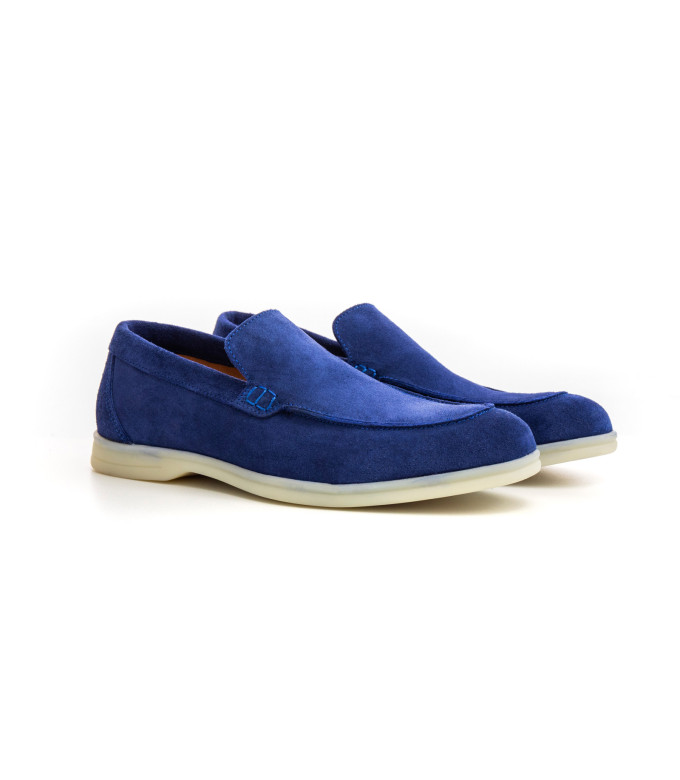 CAPRI - Mocassins en cuir nubuck indigo