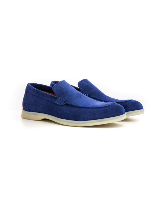 CAPRI - Indigo nubuck leather loafers
