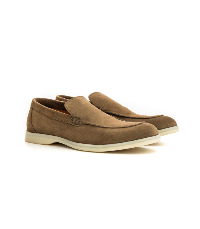 CAPRI - Mocassins en cuir nubuck kaki
