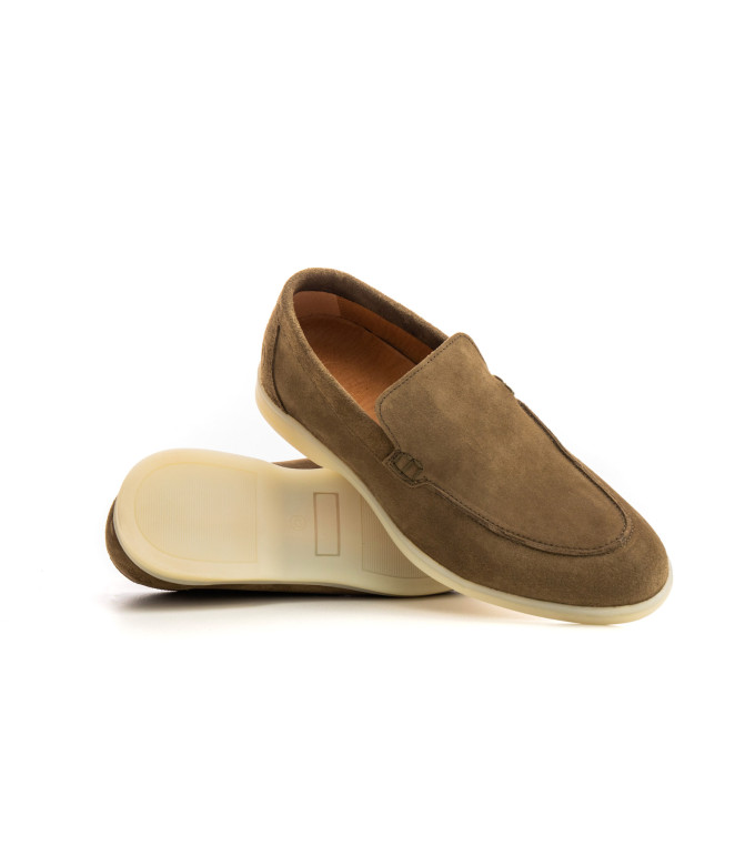 CAPRI - Mocassins en cuir nubuck kaki