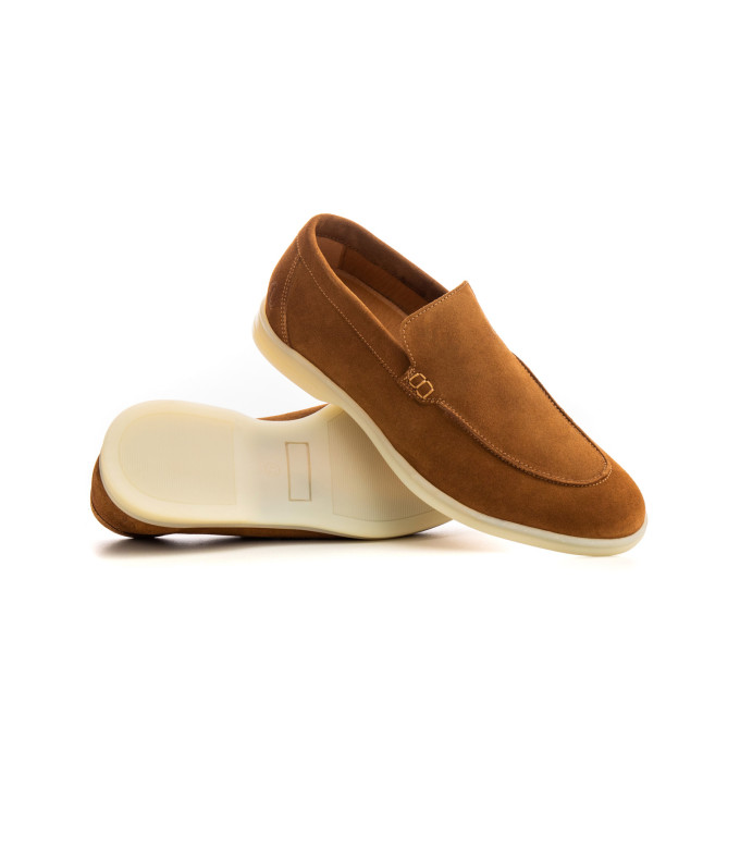 CAPRI - Mocassins en cuir nubuck moka