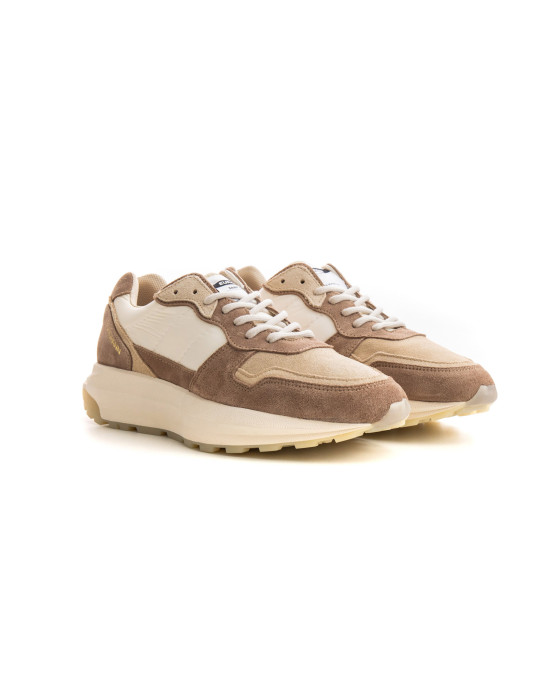 FIRE - Low top beige chunky sneakers in nubuck leather