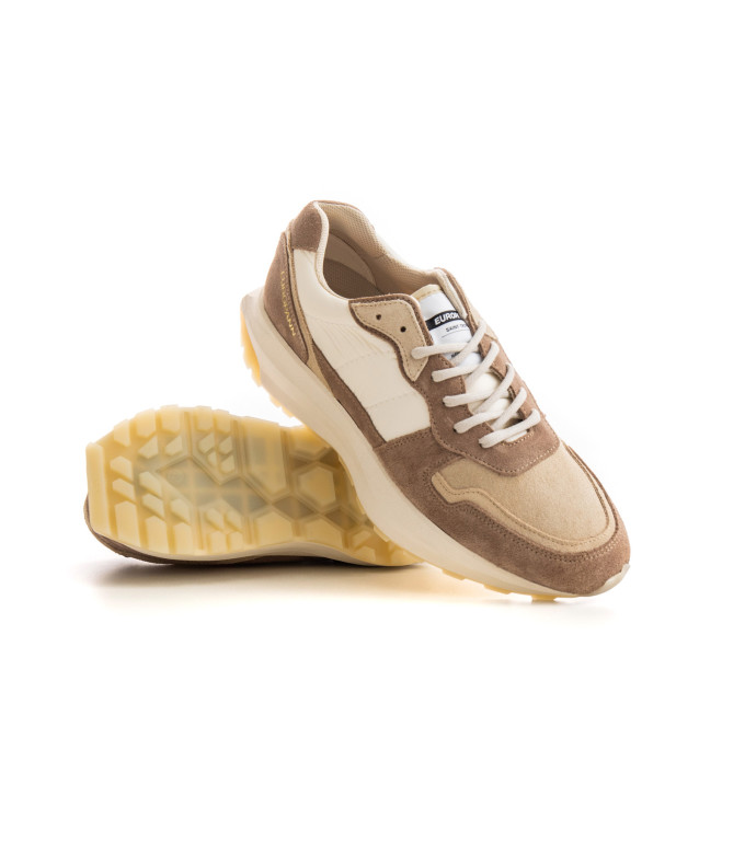 FIRE - Low top beige chunky sneakers in nubuck leather