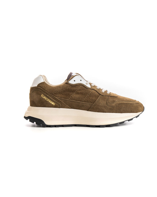 FIRE - Low top khaki chunky sneakers in nubuck leather