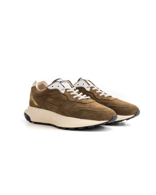 FIRE - Low top khaki chunky sneakers in nubuck leather