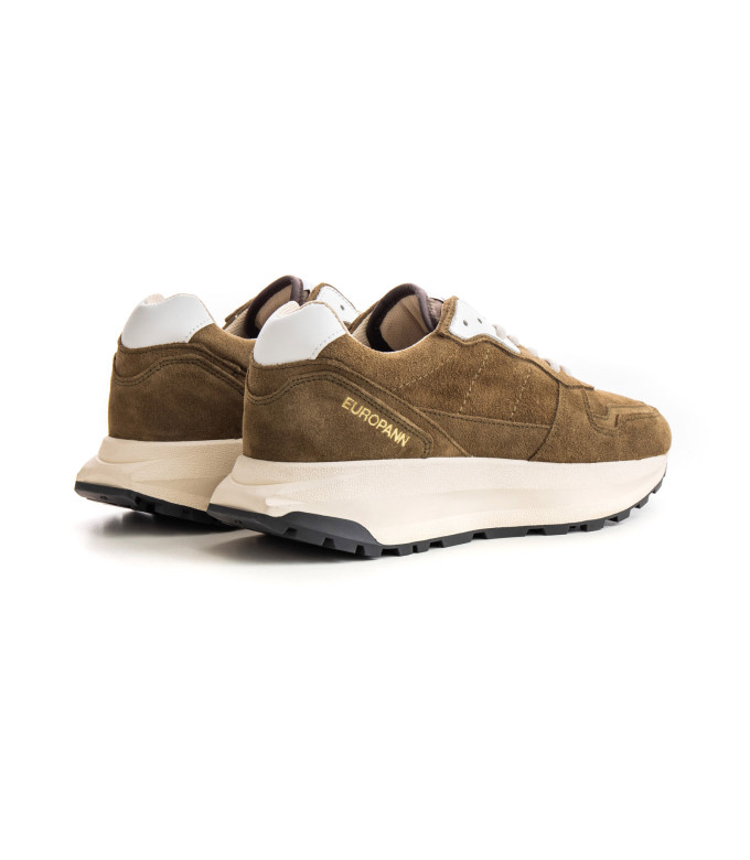 FIRE - Low top khaki chunky sneakers in nubuck leather