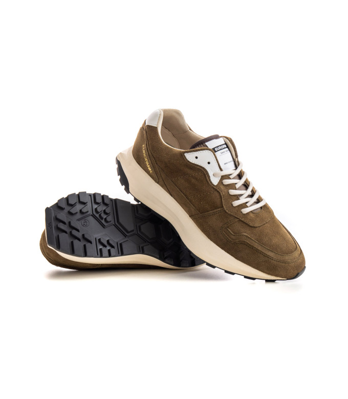 FIRE - Low top khaki chunky sneakers in nubuck leather