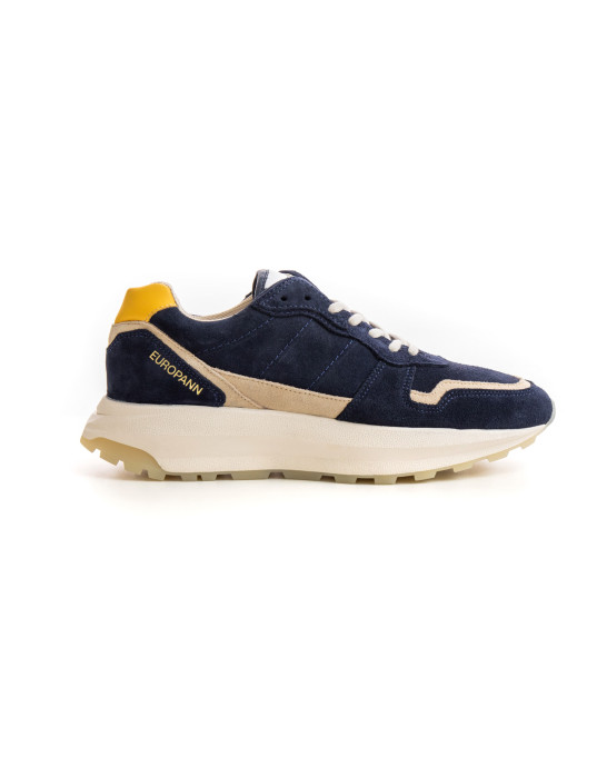 FIRE - Low top navy chunky sneakers in nubuck leather