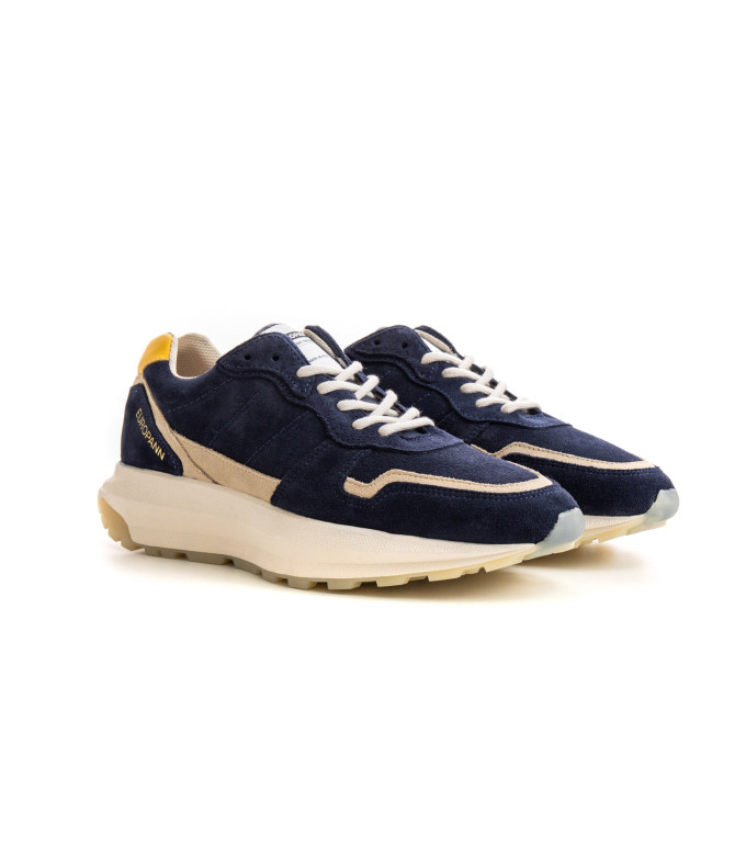 FIRE - Baskets basses chunky en cuir nubuck marine
