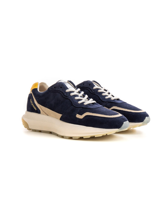 FIRE - Low top navy chunky sneakers in nubuck leather