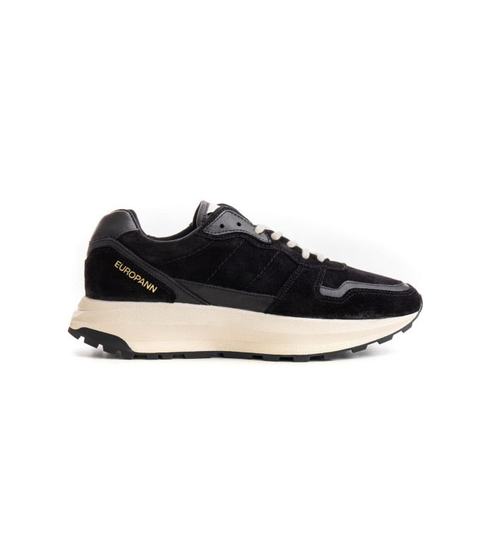 FIRE - Low top black chunky sneakers in nubuck leather