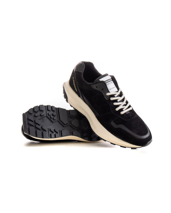 FIRE - Low top black chunky sneakers in nubuck leather