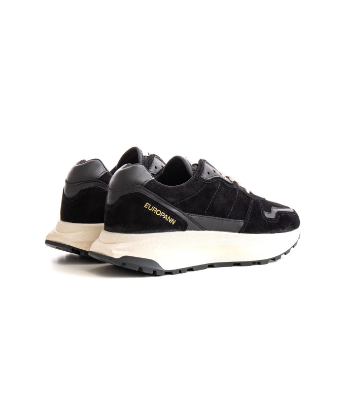 FIRE - Low top black chunky sneakers in nubuck leather