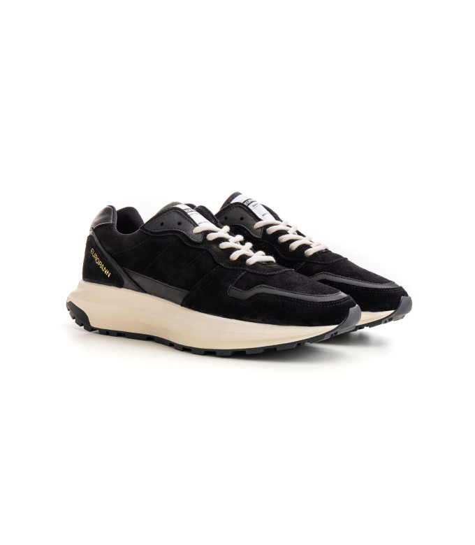 FIRE - Low top black chunky sneakers in nubuck leather