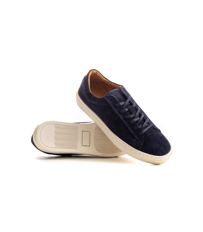 SUMMIT- Low top navy sneakers in nubuck leather