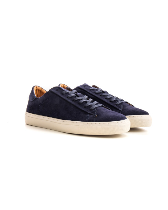 SUMMIT- Low top navy sneakers in nubuck leather