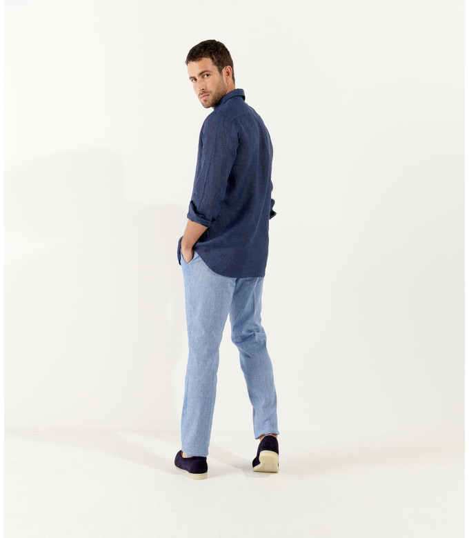 GORDON - Blue linen chino pant