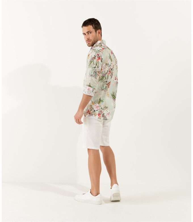 TURNER - Bermuda slim fit lin chiné Blanc