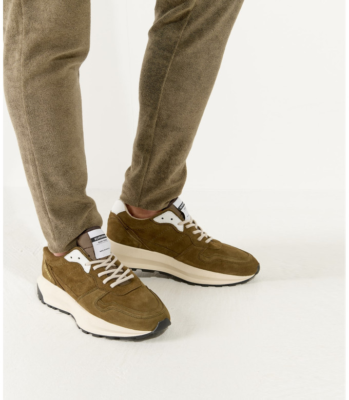 FIRE - Low top khaki chunky sneakers in nubuck leather