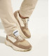 FIRE - Low top beige chunky sneakers in nubuck leather