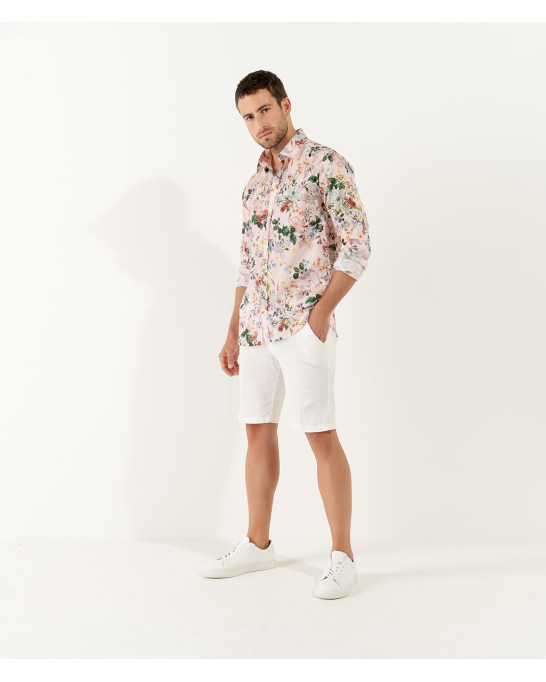 Flyshirt Veste chemise homme en coton à imprimé fleuri