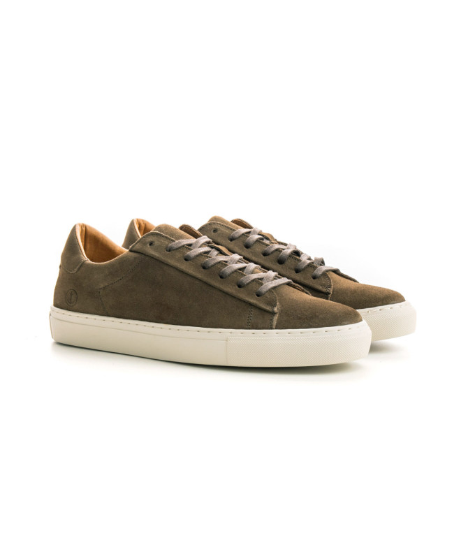 SUMMIT- Low top khaki sneakers in nubuck leather