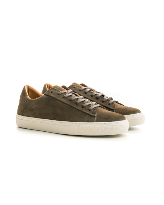 SUMMIT- Low top khaki sneakers in nubuck leather