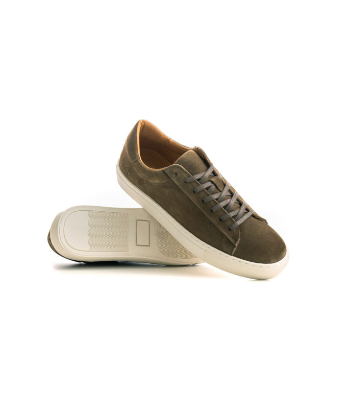 SUMMIT- Baskets basses en cuir nubuck kaki