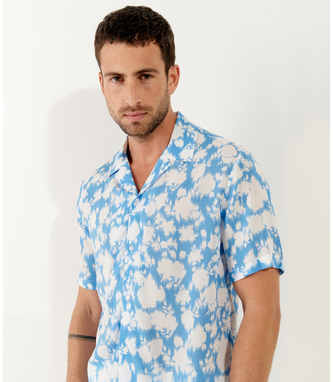 FLOYD - Ocean short-sleeved printed viscose shirt