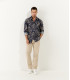 GAEL - Chemise coton imprimé fleurie bleu marine