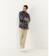 GAEL- Cotton flower printed shirt navy