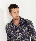 GAEL- Cotton flower printed shirt navy