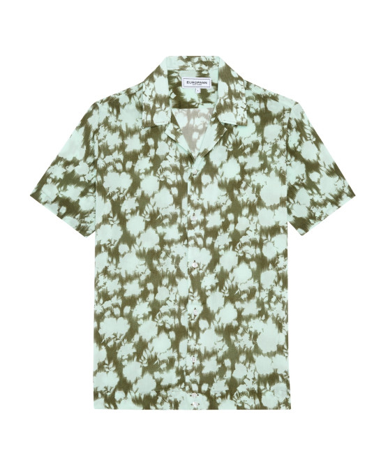 FLOYD - Khaki short-sleeved printed viscose shirt